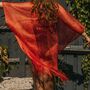 Red Viscose Metallic Tassel Kimono Beach Cover Up, thumbnail 3 of 3