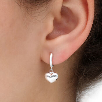 18ct Gold Vermeil Or Silver Huggie Hoop Heart Earrings, 2 of 8