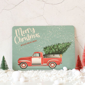 Personalised Christmas Card, Wooden Retro Car, 5 of 5