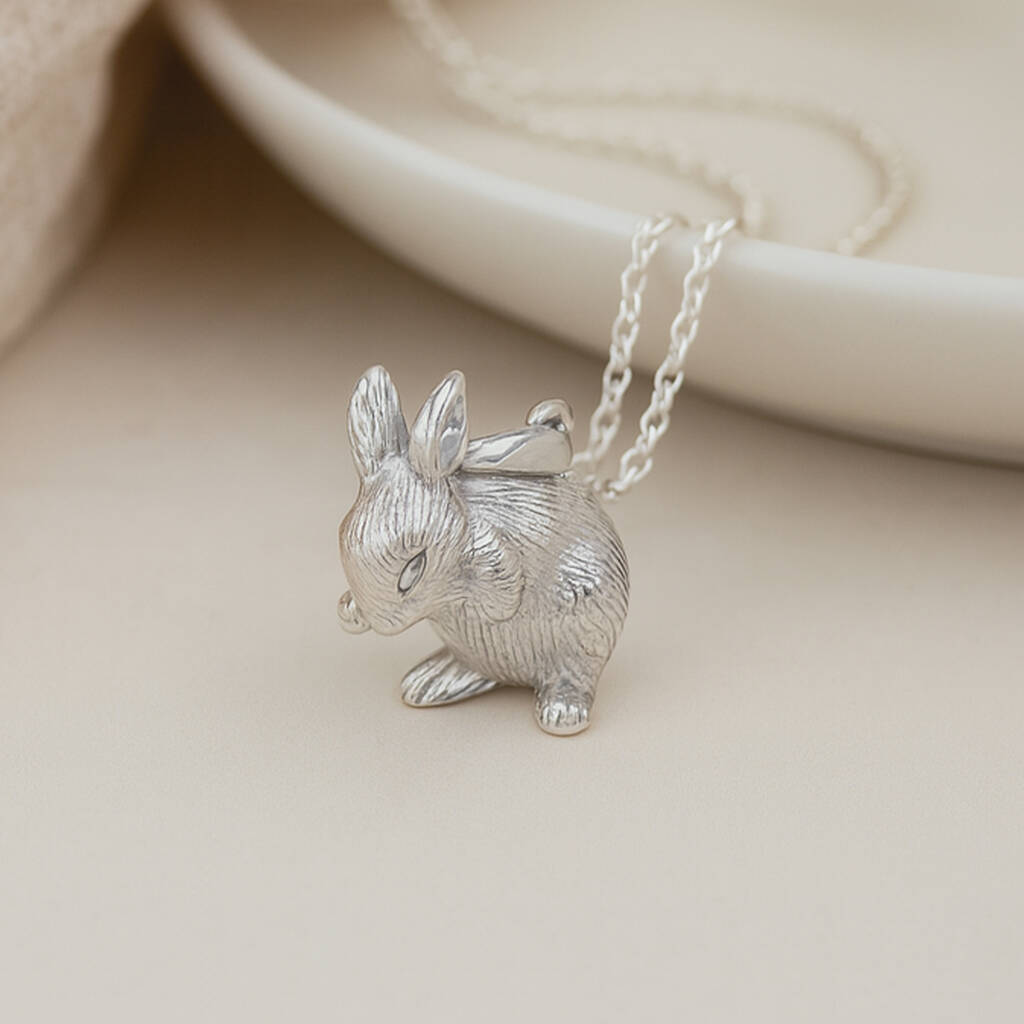 thumbnail image 2 of Jewelry & Watches EASTER ANGEL BUNNY RABBIT 3D .925 Solid Sterling Silver Charm 2 of 13