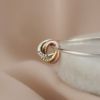 Personalised Mixed Gold Russian Ring Charm Bangle, 2 of 6