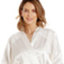 British Made Ivory Bridal Short Satin Dressing Gown With Lace Detail Ladies Size 8 To 28 UK, thumbnail 3 of 5