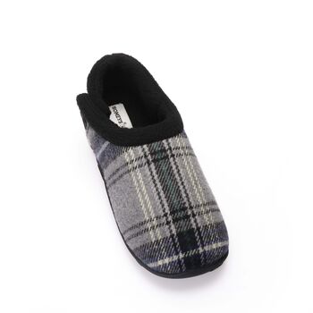 Cliff Grey Navy Check Mens Slippers/Indoor Shoes, 7 of 8