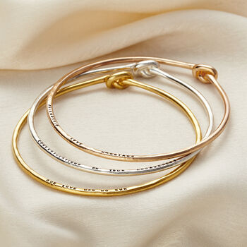Personalised Tie The Knot Slim Bangle, 3 of 12