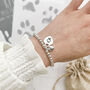 Sterling Silver Ball Slider Bracelet With Engraved Print Heart Charm, thumbnail 2 of 11