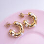 Non Tarnish Chunky Hoop Earrings Inlaid With Pearls, thumbnail 5 of 7