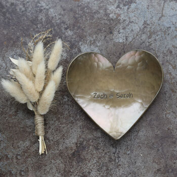 Personalised 19th Bronze Anniversary Hammered Dish. Available In Two Designs, 7 of 9