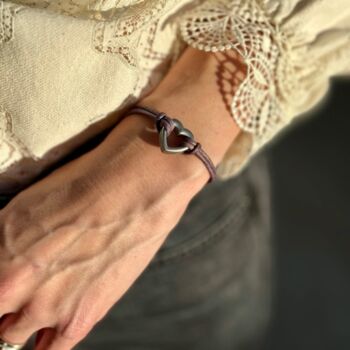 Woman's Personalised Purple Leather Remembrance Urn Bracelet For Ashes, 3 of 11