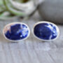 Natural Sodalite Cufflinks Set In Sterling Silver, thumbnail 1 of 2