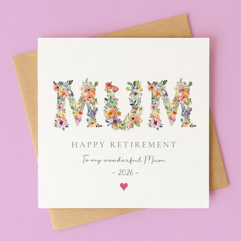 Personalised Wildflower Retirement Card For Mum, 2 of 6