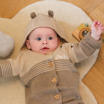 Personalised Knitted Bear Two Piece Baby Clothing Set, 2 of 10