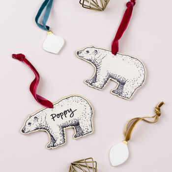 Personalised Polar Bear Christmas Decoration, 2 of 6