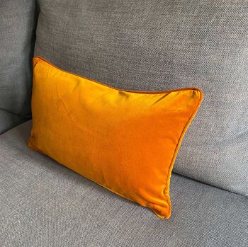 Orange Velvet Cushion With Piping, 2 of 4