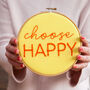 'Choose Happy' Embroidered Hoop Sign, thumbnail 1 of 5