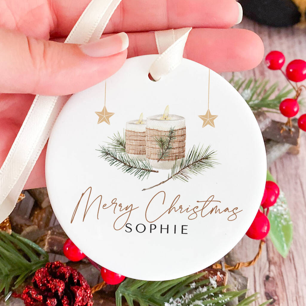 Personalised Merry Christmas Ceramic Ornament Gift, 1 of 6