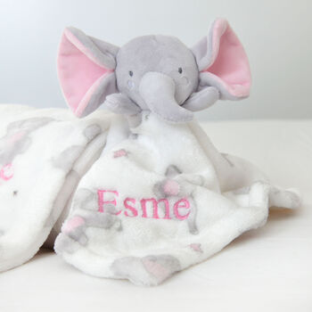 Personalised Pink Ears Elephant Comforter Blanket Set, 3 of 8