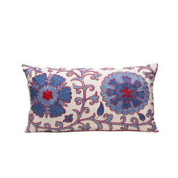 Edelweiss Snow Silk Suzani Cushion Double Sided Ikat, 2 of 5