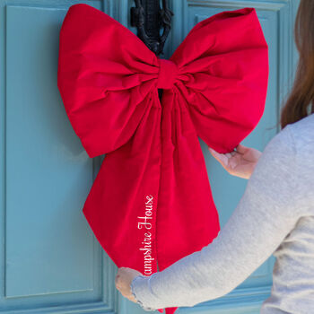 Personalised Christmas Red Corded Door Bow, 2 of 4