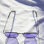 Purple Nose Bridge Angular Rectangle Aviator Sunglasses, thumbnail 9 of 9