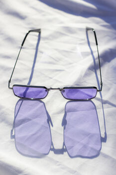 Purple Nose Bridge Angular Rectangle Aviator Sunglasses, 9 of 9