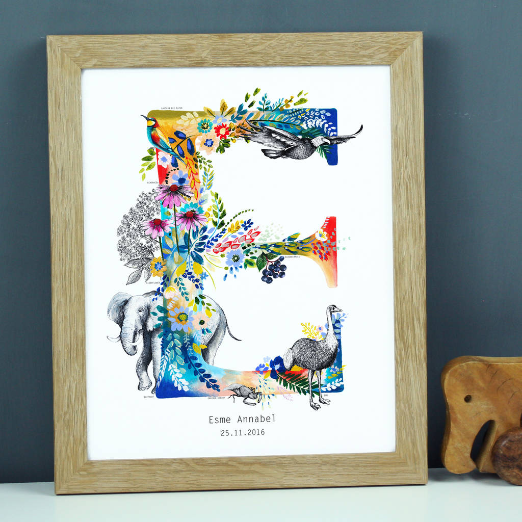personalised a to i wildlife alphabet letter print by charlotte duffy ...
