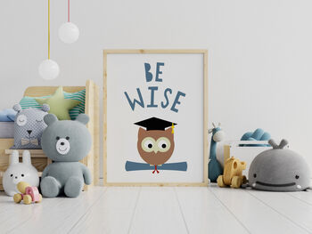 Children's Owl 'Be Wise' Typography Print, 5 of 5