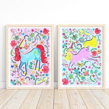 Lilac And Blue Unicorn Print, 5 of 11