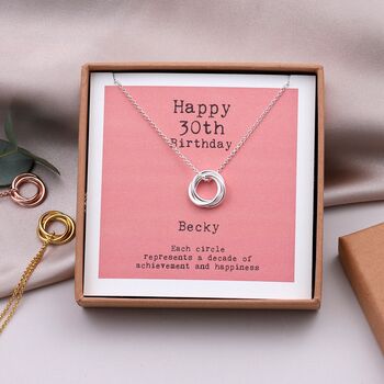 Sterling Silver Happy 30th Birthday Necklace, 3 of 4