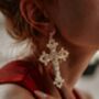 Gabrielle Vintage Baroque Cross Earrings, thumbnail 5 of 5