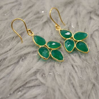 Green Onyx Silver Drop Earrings, 3 of 8