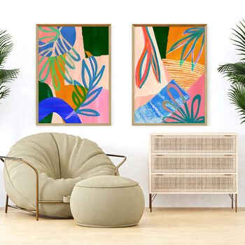 Colourful Abstract Leaf Print Set Of Three, 10 of 12