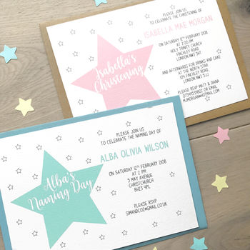 Personalised Christening Or Naming Day Star Invitations, 3 of 4