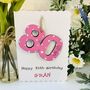 Personalised 80th Birthday Card Wooden Number Gift, thumbnail 1 of 5