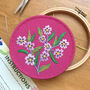 Bright Pink Floral Embroidery Kit, thumbnail 1 of 5