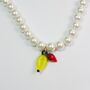 Fruit Bowl Banana Strawberry Faux Pearl Beaded Necklace, thumbnail 3 of 4
