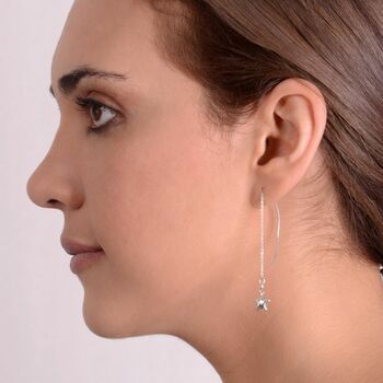 Star Sterling Silver Ear Threader Earrings, 2 of 3