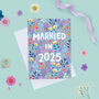 Floral Wedding Card, Married In 2025 Blue, thumbnail 1 of 2