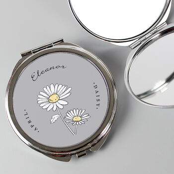 Personalised Birth Flower Round Compact Mirror, 6 of 12