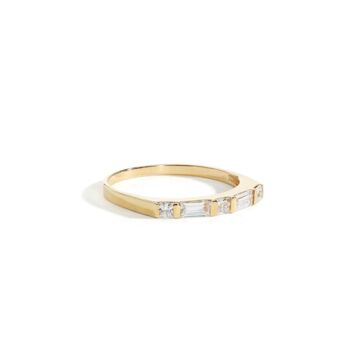 Solid Gold Cubic Zirconia Mixed Cut Band Ring, 3 of 5