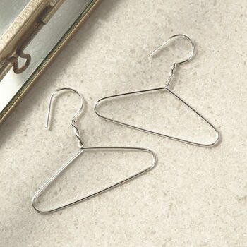 Sterling Silver Coat Hanger Drop Earrings, 2 of 8