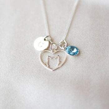 Personalised Cat Necklace In Sterling Silver, 7 of 9