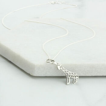 Sterling Silver Giraffe Pendant Necklace, 6 of 12