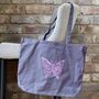 Large Grey Tote Bag With Embroidered Butterfly, thumbnail 2 of 2