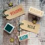 Personalised Kitsch Christmas Name Rubber Stamp, thumbnail 1 of 2