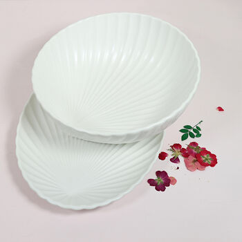 G Decor White Shell Ceramic Serving Plate Bowl Or Set, 6 of 6