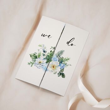 Blue Floral Gatefold Wedding Invitations, 2 of 5