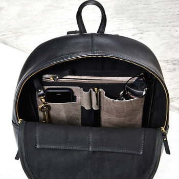 Personalised Leather Backpack Vida Luxe Range, 3 of 4