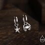 Sterling Silver Crab And Starfish Huggie Hoops, thumbnail 1 of 12