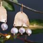 'Titans Eos' Pearl And Hand Beaten Brass Earrings, thumbnail 3 of 4