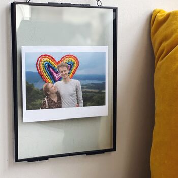Personalised Hand Embroidered Rainbow Heart Couple Photo, 3 of 9